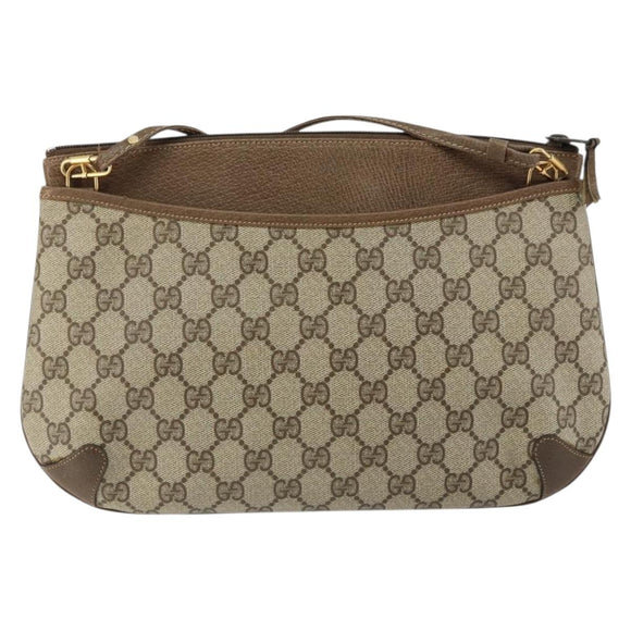 GUCCI GG Supreme Web Sherry Line Bag PVC Beige Gold 904 02 026 Auth 152743