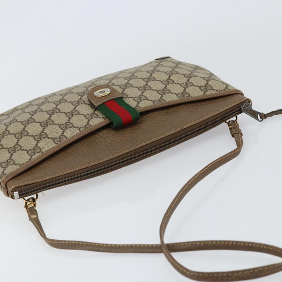 GUCCI GG Supreme Web Sherry Line Bag PVC Beige Gold 904 02 026 Auth 152743