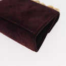 Salvatore Ferragamo Chain Gancini Shoulder Bag Suede Purple Gold Auth 152790-17