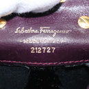 Salvatore Ferragamo Chain Gancini Shoulder Bag Suede Purple Gold Auth 152790-12