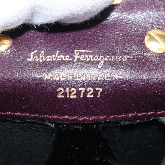 Salvatore Ferragamo Chain Gancini Shoulder Bag Suede Purple Gold Auth 152790