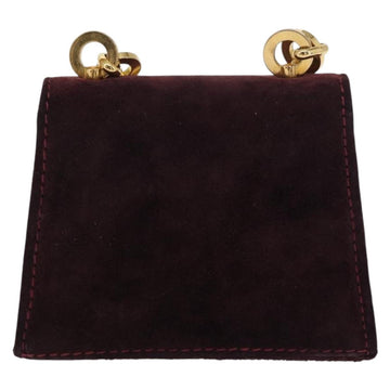 Salvatore Ferragamo Chain Gancini Shoulder Bag Suede Purple Gold Auth 152790 - 0
