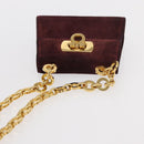 Salvatore Ferragamo Chain Gancini Shoulder Bag Suede Purple Gold Auth 152790-6