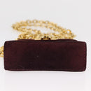 Salvatore Ferragamo Chain Gancini Shoulder Bag Suede Purple Gold Auth 152790-5