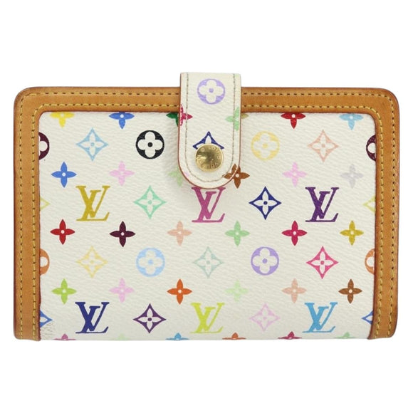 LOUIS VUITTON Multicolor Portefeuille Viennois Wallet White M92987 Auth 152793