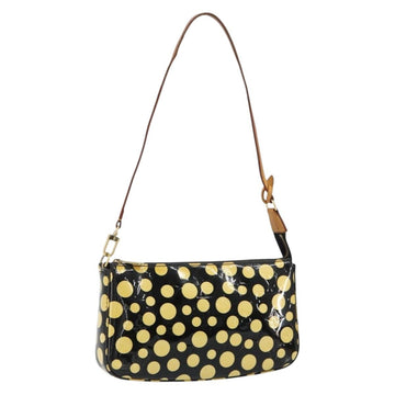 LOUIS VUITTON Vernis Yayoi Kusama Pochette Accessoires Black M91427 Auth 152796
