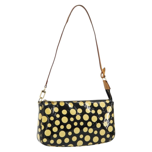LOUIS VUITTON Vernis Yayoi Kusama Pochette Accessoires Black M91427 Auth 152796
