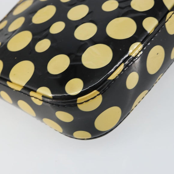 LOUIS VUITTON Vernis Yayoi Kusama Pochette Accessoires Black M91427 Auth 152796