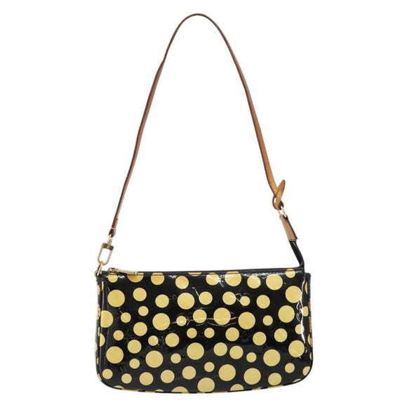 LOUIS VUITTON Vernis Yayoi Kusama Pochette Accessoires Black M91427 Auth 152796