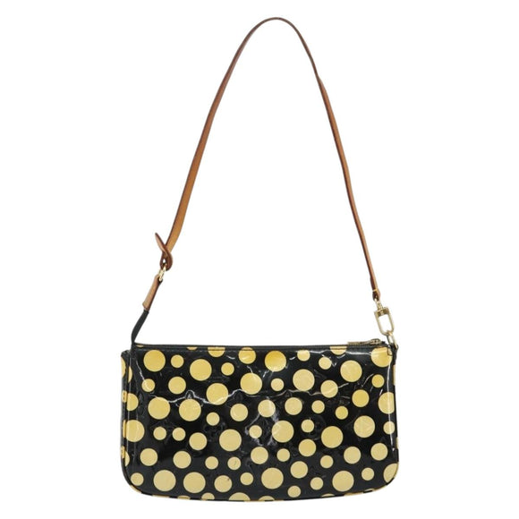 LOUIS VUITTON Vernis Yayoi Kusama Pochette Accessoires Black M91427 Auth 152796