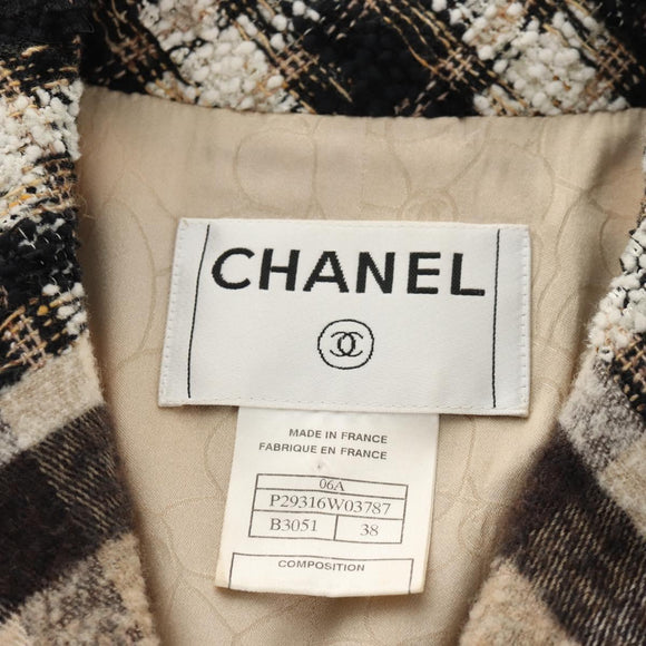 CHANEL Setup Jacket Tweed Beige CC Auth 152798V
