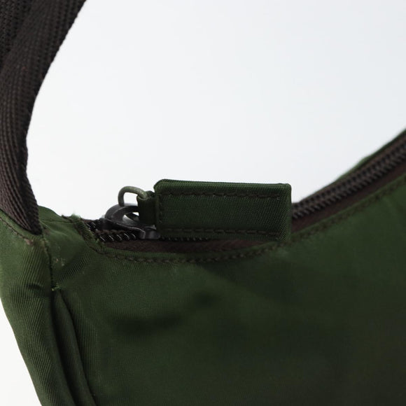 PRADA Hand Bag Nylon Green Auth 152801