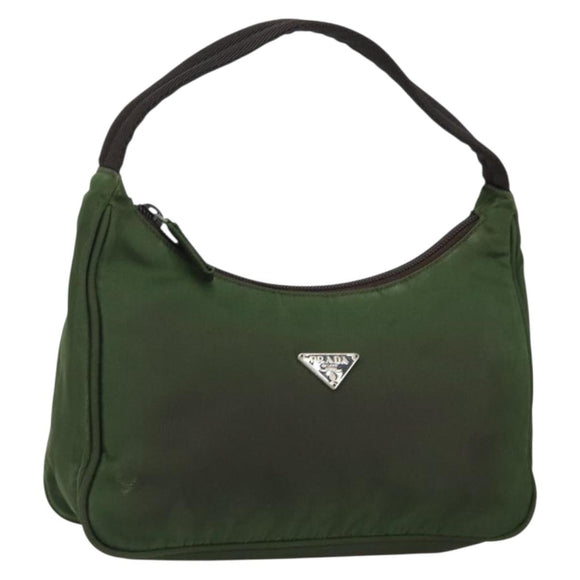PRADA Hand Bag Nylon Green Auth 152801