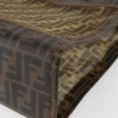 FENDI Mesh Zucca Canvas Tote Bag Black Brown Auth 152820-14