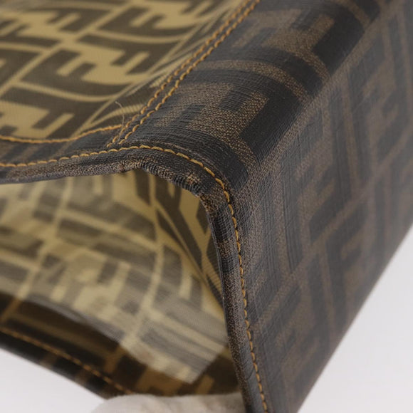 FENDI Mesh Zucca Canvas Tote Bag Black Brown Auth 152820