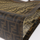 FENDI Mesh Zucca Canvas Tote Bag Black Brown Auth 152820-16