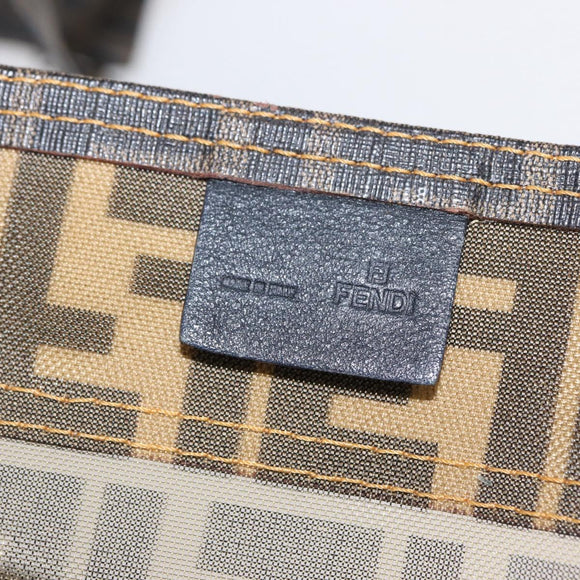 FENDI Mesh Zucca Canvas Tote Bag Black Brown Auth 152820