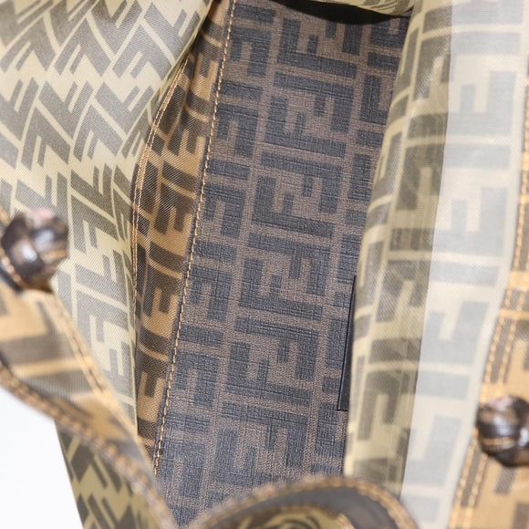 FENDI Mesh Zucca Canvas Tote Bag Black Brown Auth 152820