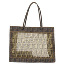FENDI Mesh Zucca Canvas Tote Bag Black Brown Auth 152820-13