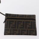 FENDI Mesh Zucca Canvas Tote Bag Black Brown Auth 152820-20