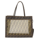 FENDI Mesh Zucca Canvas Tote Bag Black Brown Auth 152820-2