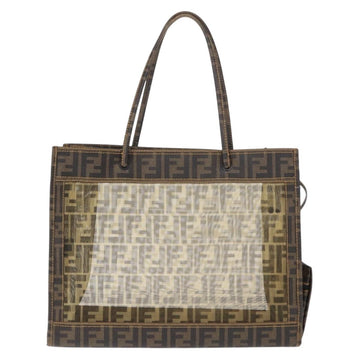 FENDI Mesh Zucca Canvas Tote Bag Black Brown Auth 152820 - 0
