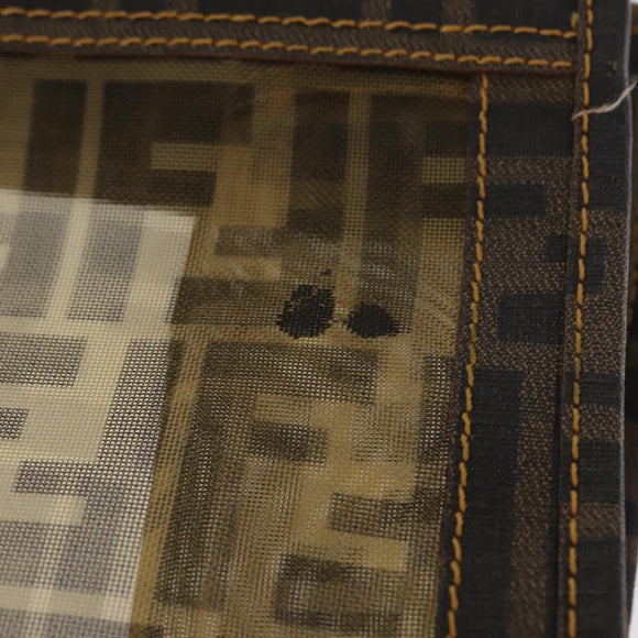 FENDI Mesh Zucca Canvas Tote Bag Black Brown Auth 152820