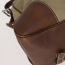 PRADA Shoulder Bag Canvas Leather Beige Brown Silver Auth 152823-11