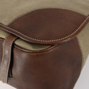 PRADA Shoulder Bag Canvas Leather Beige Brown Silver Auth 152823-12