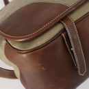 PRADA Shoulder Bag Canvas Leather Beige Brown Silver Auth 152823-13