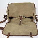 PRADA Shoulder Bag Canvas Leather Beige Brown Silver Auth 152823-16