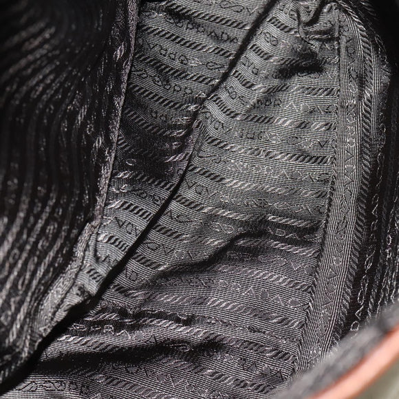 PRADA Shoulder Bag Canvas Leather Beige Brown Silver Auth 152823