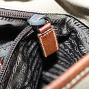 PRADA Shoulder Bag Canvas Leather Beige Brown Silver Auth 152823-20