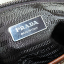 PRADA Shoulder Bag Canvas Leather Beige Brown Silver Auth 152823-21