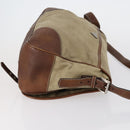 PRADA Shoulder Bag Canvas Leather Beige Brown Silver Auth 152823-4