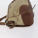 PRADA Shoulder Bag Canvas Leather Beige Brown Silver Auth 152823-5