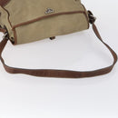 PRADA Shoulder Bag Canvas Leather Beige Brown Silver Auth 152823-7