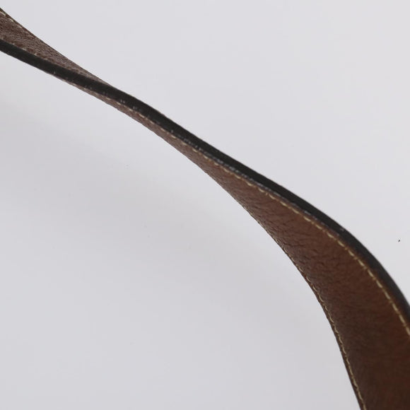 PRADA Shoulder Bag Canvas Leather Beige Brown Silver Auth 152823