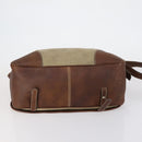 PRADA Shoulder Bag Canvas Leather Beige Brown Silver Auth 152823-9