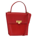 Christian Dior Hand Bag Leather 2way Red Gold Auth 152824-1