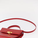 Christian Dior Hand Bag Leather 2way Red Gold Auth 152824-15