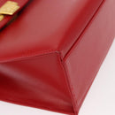 Christian Dior Hand Bag Leather 2way Red Gold Auth 152824-9