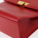 Christian Dior Hand Bag Leather 2way Red Gold Auth 152824-16