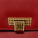Christian Dior Hand Bag Leather 2way Red Gold Auth 152824-19