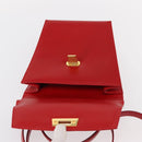 Christian Dior Hand Bag Leather 2way Red Gold Auth 152824-20
