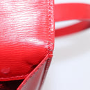 Christian Dior Hand Bag Leather 2way Red Gold Auth 152824-10