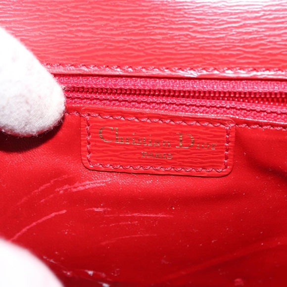 Christian Dior Hand Bag Leather 2way Red Gold Auth 152824