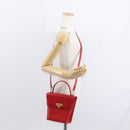 Christian Dior Hand Bag Leather 2way Red Gold Auth 152824-25