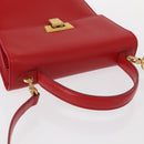 Christian Dior Hand Bag Leather 2way Red Gold Auth 152824-6