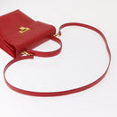 Christian Dior Hand Bag Leather 2way Red Gold Auth 152824-8